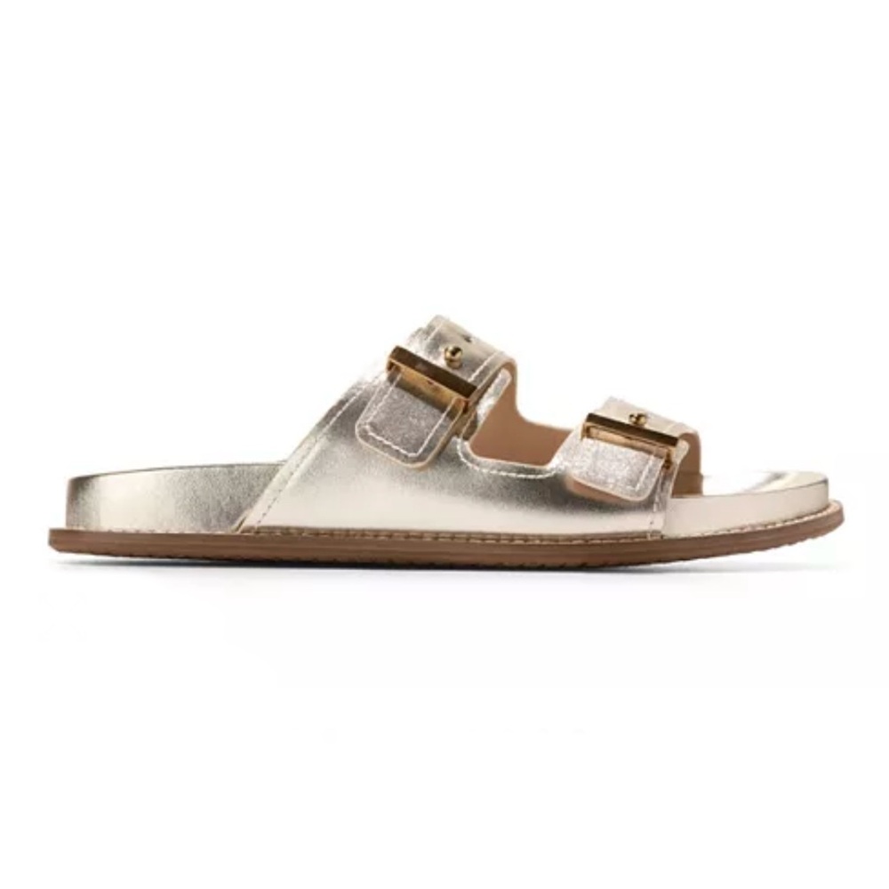 Cole Haan Marisol footbed Metallic Gold Slide Sandals - Picture 3 of 8